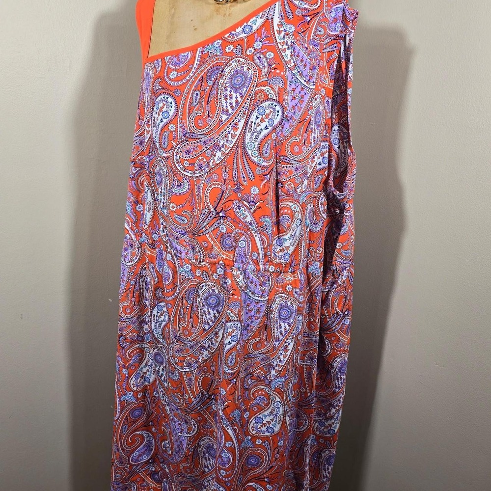 Taillissime La Redoute orange paisley one-shoulder dress size 34W 4X